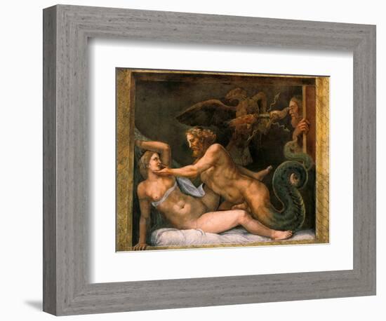 Jupiter and Olympia, 1526-1534-Giulio Romano-Framed Premium Giclee Print