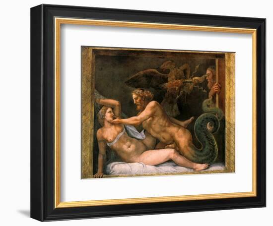 Jupiter and Olympia, 1526-1534-Giulio Romano-Framed Premium Giclee Print