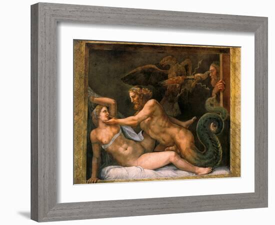 Jupiter and Olympia, 1526-1534-Giulio Romano-Framed Giclee Print