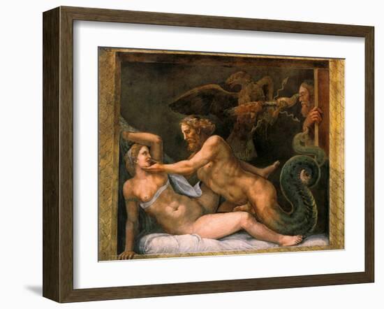 Jupiter and Olympia, 1526-1534-Giulio Romano-Framed Giclee Print