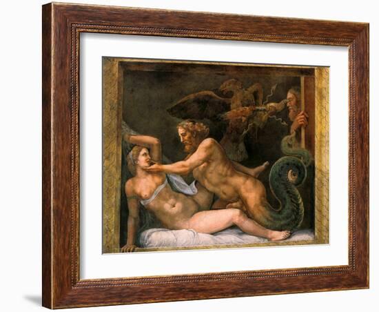 Jupiter and Olympia, 1526-1534-Giulio Romano-Framed Giclee Print