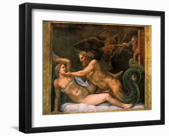 Jupiter and Olympia, 1526-1534-Giulio Romano-Framed Giclee Print