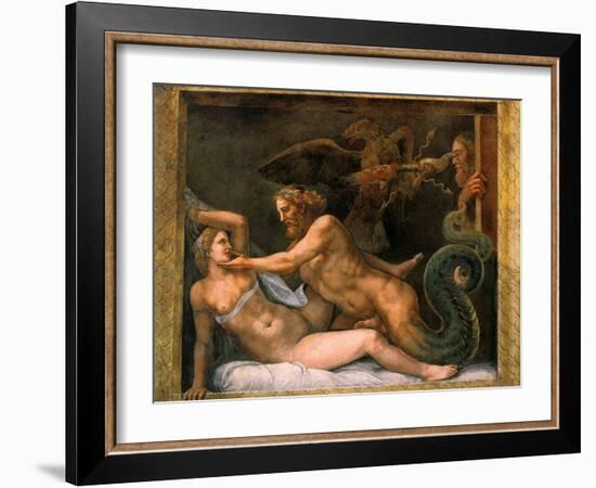 Jupiter and Olympia, 1526-1534-Giulio Romano-Framed Giclee Print