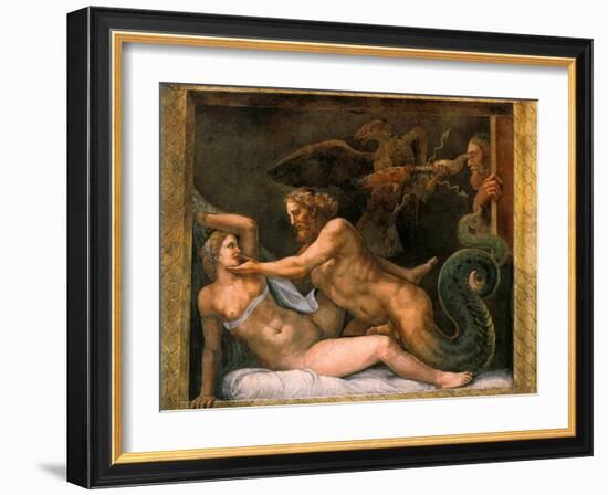 Jupiter and Olympia, 1526-1534-Giulio Romano-Framed Giclee Print