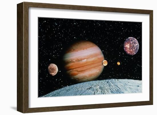 Jupiter And the Galilean Moons Seen From Leda-Science Photo Library-Framed Photographic Print