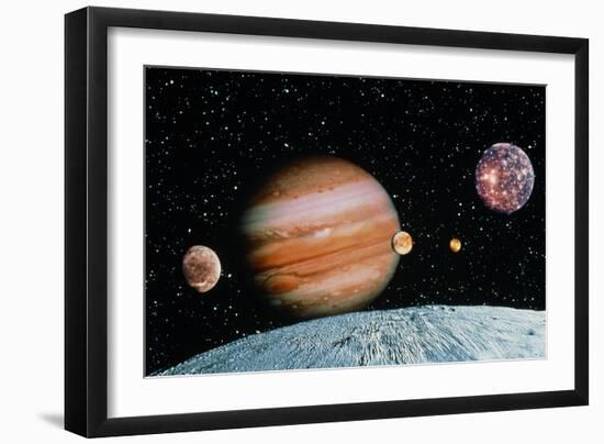 Jupiter And the Galilean Moons Seen From Leda-Science Photo Library-Framed Photographic Print