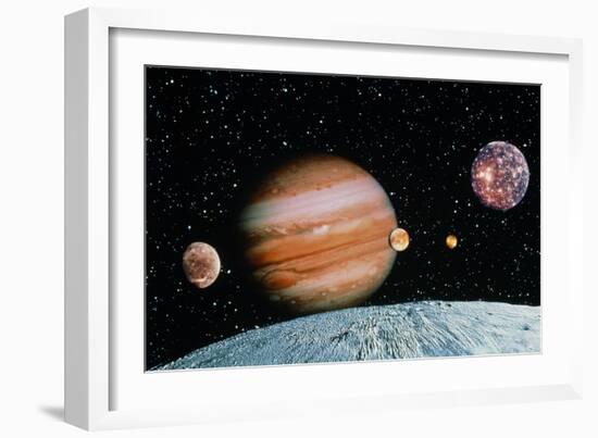 Jupiter And the Galilean Moons Seen From Leda-Science Photo Library-Framed Photographic Print