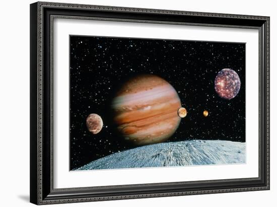 Jupiter And the Galilean Moons Seen From Leda-Science Photo Library-Framed Photographic Print