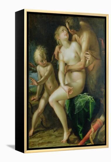 Jupiter, Antiope and Cupid-Johann or Hans von Aachen-Framed Premier Image Canvas