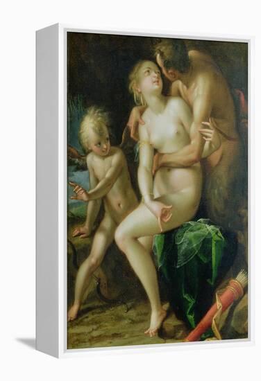 Jupiter, Antiope and Cupid-Johann or Hans von Aachen-Framed Premier Image Canvas