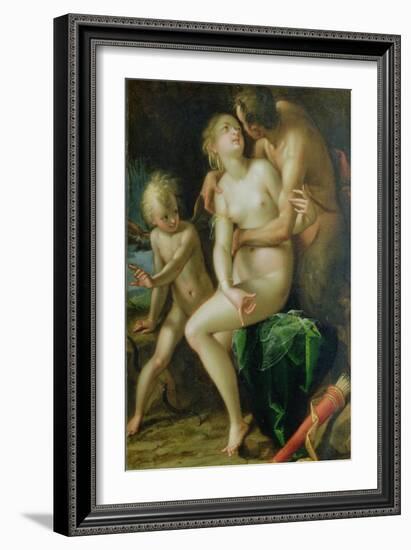 Jupiter, Antiope and Cupid-Johann or Hans von Aachen-Framed Giclee Print