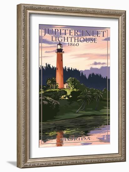 Jupiter Inlet Lighthouse - Jupiter, Florida-Lantern Press-Framed Art Print