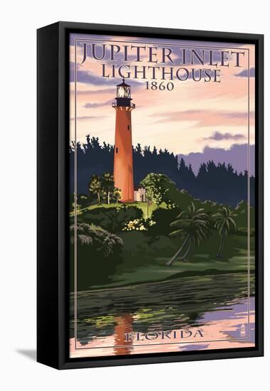 Jupiter Inlet Lighthouse - Jupiter, Florida-Lantern Press-Framed Stretched Canvas