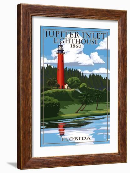 Jupiter Inlet Lighthouse - Jupiter, Florida-Lantern Press-Framed Art Print