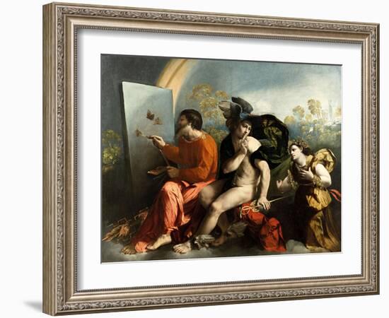 Jupiter, Mercury and the Virtue (Jupiter Painting Butterflie)-Dosso Dossi-Framed Giclee Print