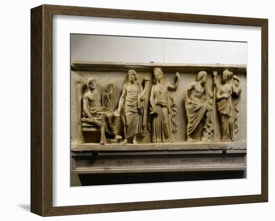 Jupiter, Pluto, Persephone, Neptune, Amphitrite, Marble Roman Imperial Era Relief (c.490-30 BC)-null-Framed Photographic Print