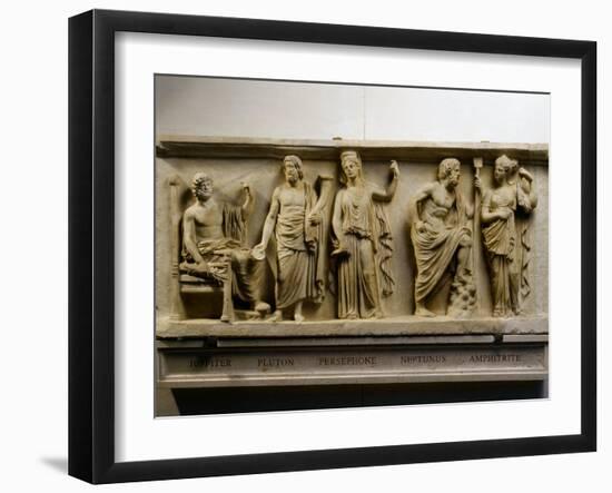 Jupiter, Pluto, Persephone, Neptune, Amphitrite, Marble Roman Imperial Era Relief (c.490-30 BC)-null-Framed Photographic Print
