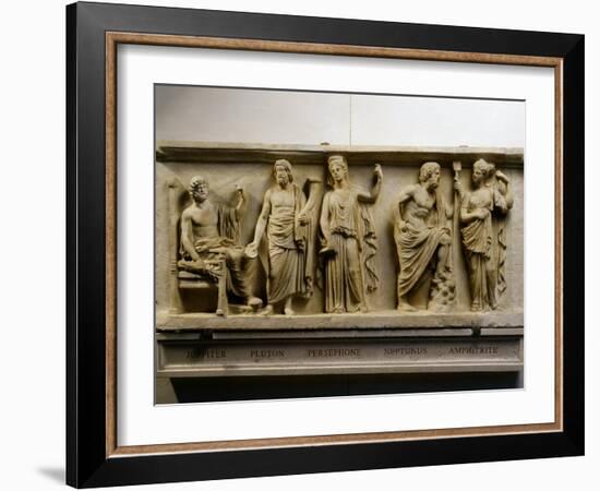 Jupiter, Pluto, Persephone, Neptune, Amphitrite, Marble Roman Imperial Era Relief (c.490-30 BC)-null-Framed Photographic Print