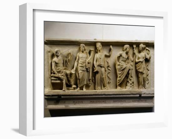 Jupiter, Pluto, Persephone, Neptune, Amphitrite, Marble Roman Imperial Era Relief (c.490-30 BC)-null-Framed Photographic Print