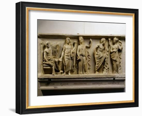 Jupiter, Pluto, Persephone, Neptune, Amphitrite, Marble Roman Imperial Era Relief (c.490-30 BC)-null-Framed Photographic Print