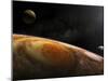 Jupiter's Moons Io and Europa Hover over the Great Red Spot on Jupiter-Stocktrek Images-Mounted Photographic Print