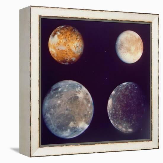 Jupiter's Satellites Io, Europa, Ganymede and Callisto as Depicted by Voyager 1 Spacecraft-null-Framed Premier Image Canvas