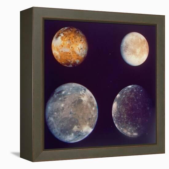 Jupiter's Satellites Io, Europa, Ganymede and Callisto as Depicted by Voyager 1 Spacecraft-null-Framed Premier Image Canvas