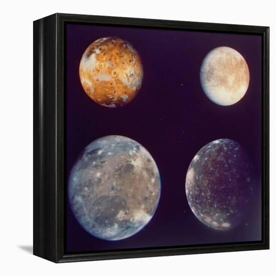 Jupiter's Satellites Io, Europa, Ganymede and Callisto as Depicted by Voyager 1 Spacecraft-null-Framed Premier Image Canvas