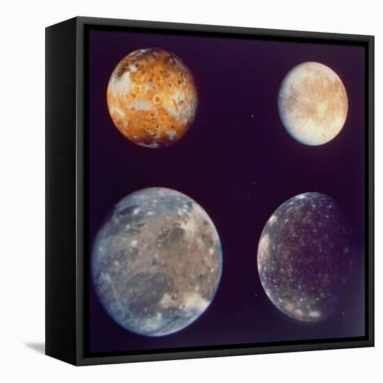 Jupiter's Satellites Io, Europa, Ganymede and Callisto as Depicted by Voyager 1 Spacecraft-null-Framed Premier Image Canvas