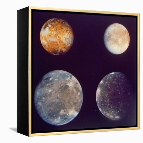 Jupiter's Satellites Io, Europa, Ganymede and Callisto as Depicted by Voyager 1 Spacecraft-null-Framed Premier Image Canvas