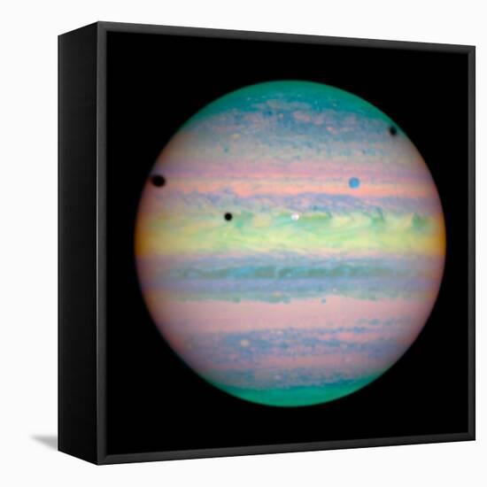 Jupiter with Moons And Their Shadows-null-Framed Premier Image Canvas