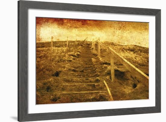 Jurassic Coastal Steps-Osaria Copperstone-Framed Giclee Print