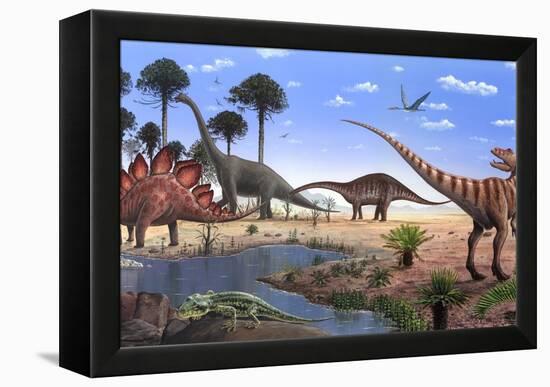 Jurassic Dinosaurs, Artwork-Richard Bizley-Framed Premier Image Canvas