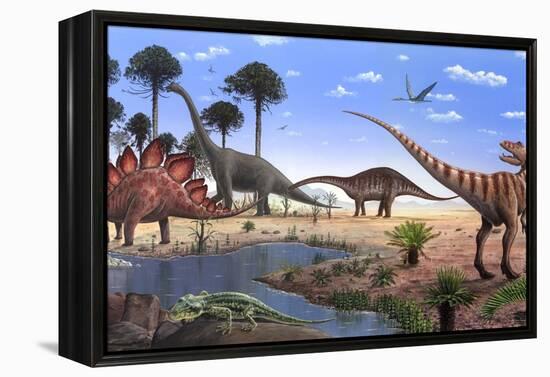 Jurassic Dinosaurs, Artwork-Richard Bizley-Framed Premier Image Canvas