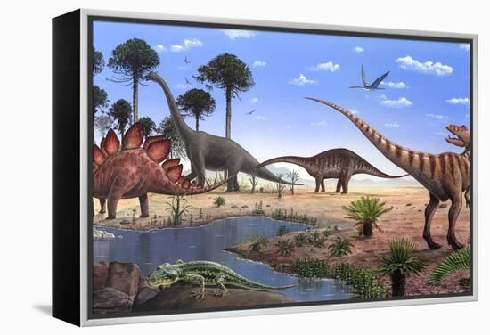 Jurassic Dinosaurs, Artwork-Richard Bizley-Framed Premier Image Canvas