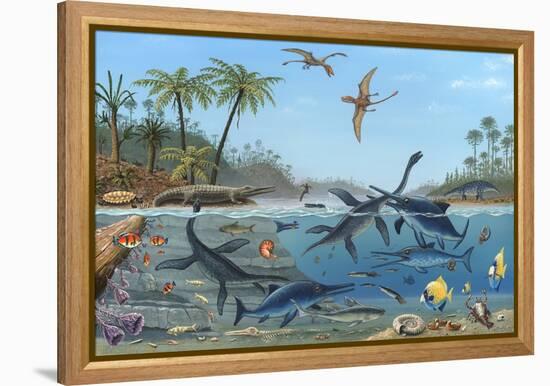 Jurassic Landscape, Artwork-Richard Bizley-Framed Premier Image Canvas