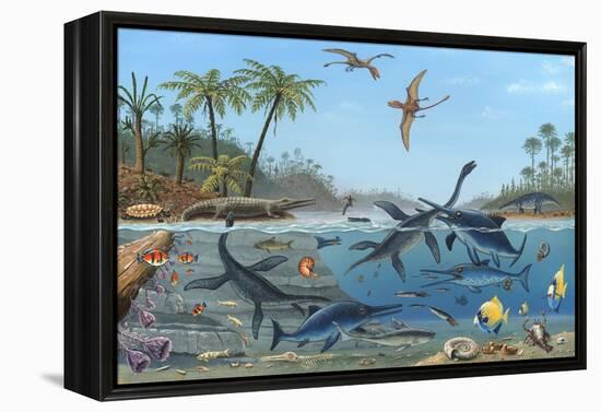 Jurassic Landscape, Artwork-Richard Bizley-Framed Premier Image Canvas