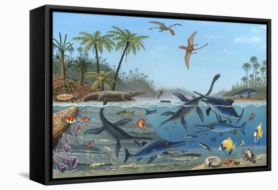 Jurassic Landscape, Artwork-Richard Bizley-Framed Premier Image Canvas