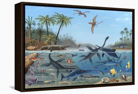 Jurassic Landscape, Artwork-Richard Bizley-Framed Premier Image Canvas