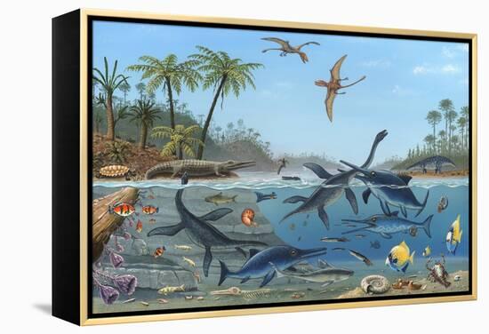 Jurassic Landscape, Artwork-Richard Bizley-Framed Premier Image Canvas