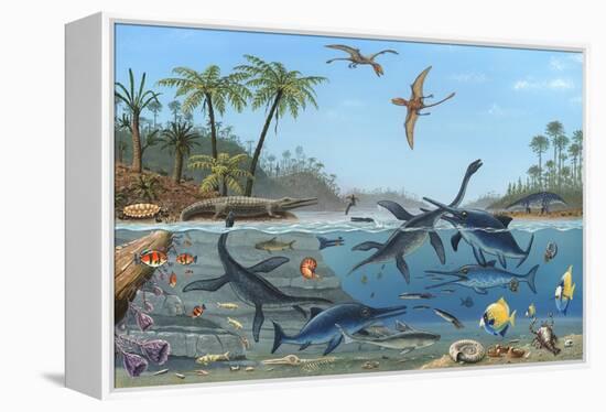 Jurassic Landscape, Artwork-Richard Bizley-Framed Premier Image Canvas