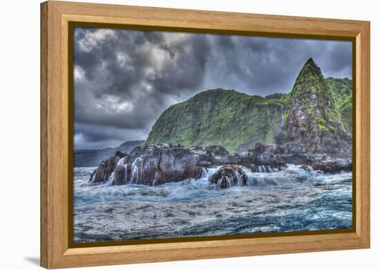 Jurassic Rock, Rugged Coastline of North East Shoreline of Maui, Hawaii-Stuart Westmorland-Framed Premier Image Canvas