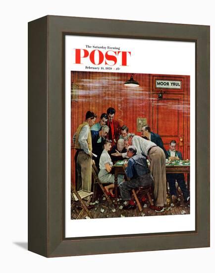 "Jury" or "Holdout" Saturday Evening Post Cover, February 14,1959-Norman Rockwell-Framed Premier Image Canvas