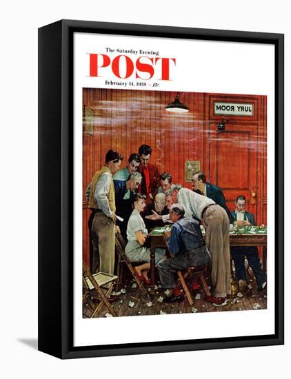 "Jury" or "Holdout" Saturday Evening Post Cover, February 14,1959-Norman Rockwell-Framed Premier Image Canvas