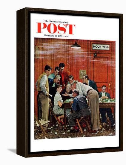 "Jury" or "Holdout" Saturday Evening Post Cover, February 14,1959-Norman Rockwell-Framed Premier Image Canvas