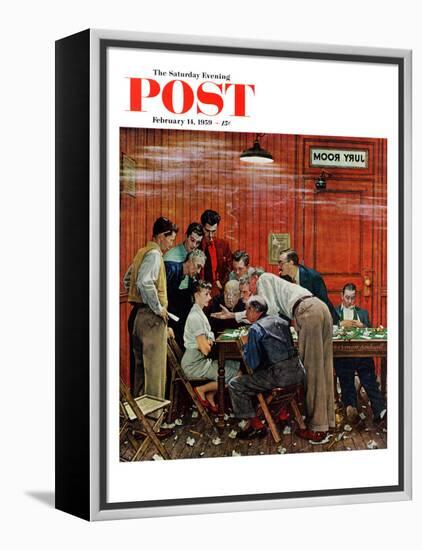 "Jury" or "Holdout" Saturday Evening Post Cover, February 14,1959-Norman Rockwell-Framed Premier Image Canvas