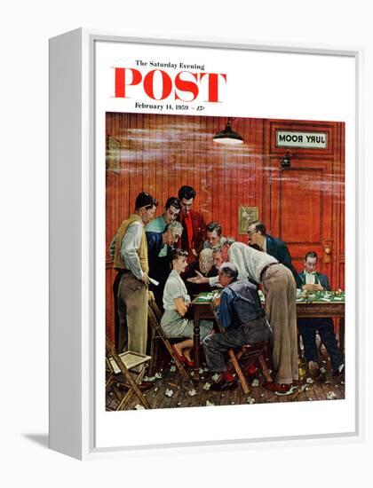 "Jury" or "Holdout" Saturday Evening Post Cover, February 14,1959-Norman Rockwell-Framed Premier Image Canvas