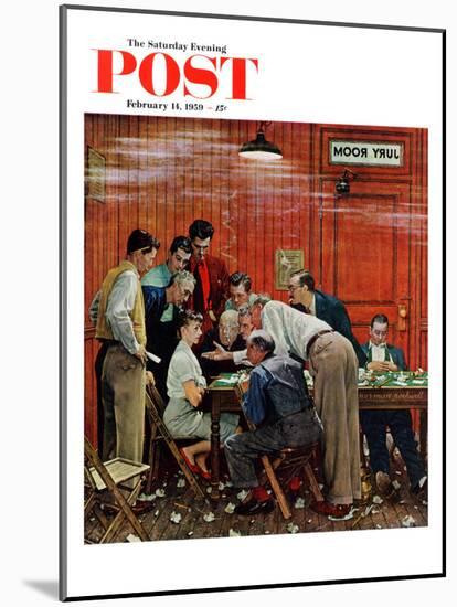 "Jury" or "Holdout" Saturday Evening Post Cover, February 14,1959-Norman Rockwell-Mounted Premium Giclee Print