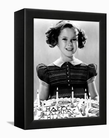 Just Around the Corner, Shirley Temple with Her Birthday Cake, on Set, 1938-null-Framed Stretched Canvas