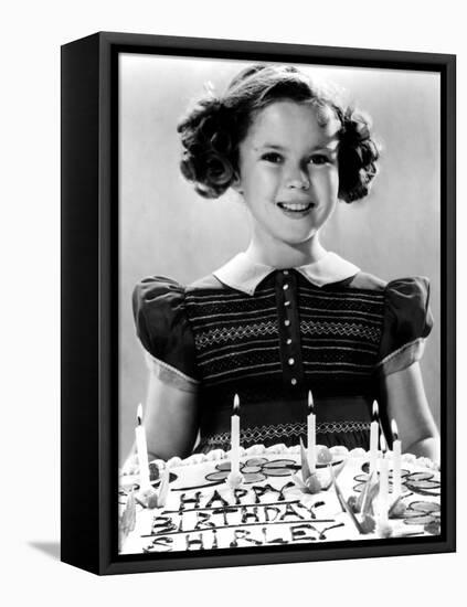 Just Around the Corner, Shirley Temple with Her Birthday Cake, on Set, 1938-null-Framed Stretched Canvas
